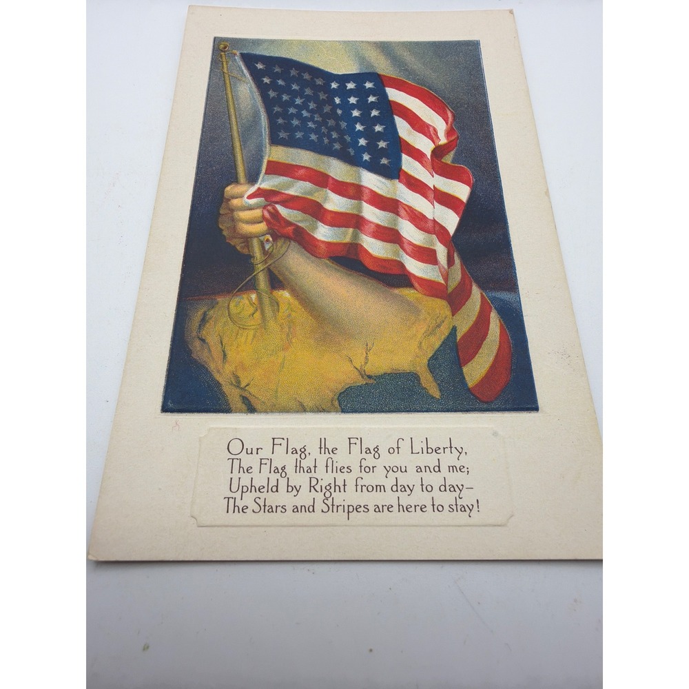 Vintage Patriotic American Flag Postcard Flag Series No 4 USA Liberty Poem
